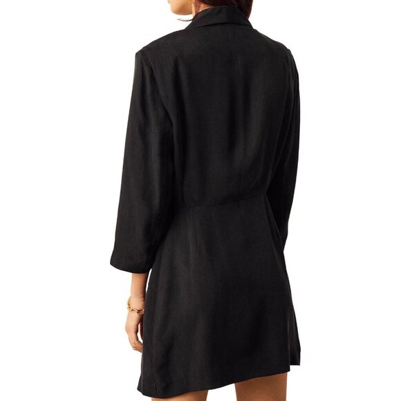ba&sh Arya Blazer Button Dress (Women's size 8 US) Black Cupro NWT - Picture 4 of 16